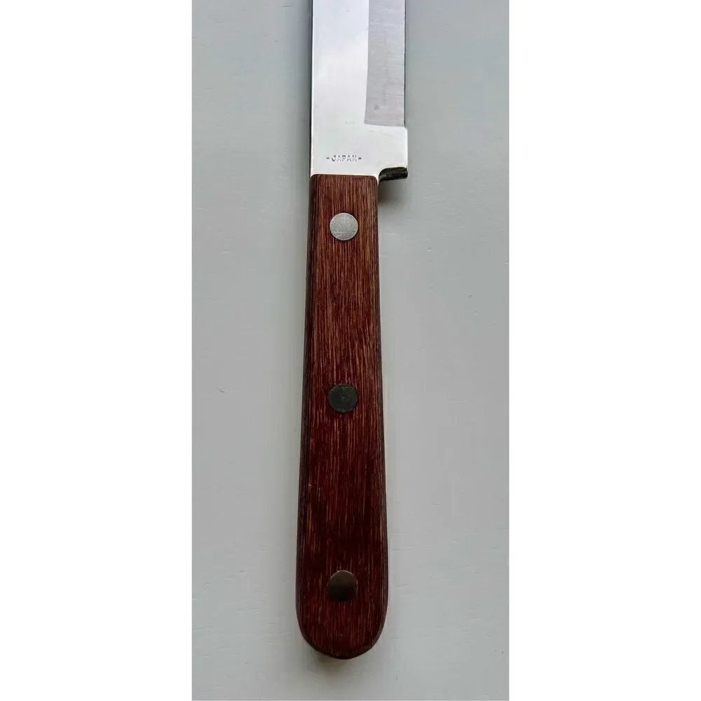 R. S. Stainless Vintage Wood Handle Chef's Knife, Made in Japan